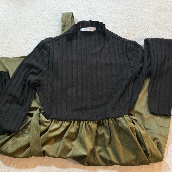 One Piece Thread & Supply Black Ribbed Top with Olive Green Skirt - Picture 6 of 7